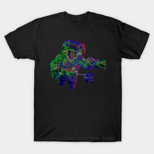 NASA Astronaut in Blue, Green and Red Colors T-Shirt